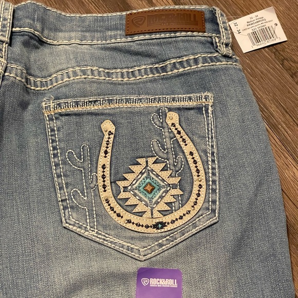 Rock & Roll Denim Horseshoe Cactus Mid-rise Boot cut Jeans NWT - Picture 3 of 6
